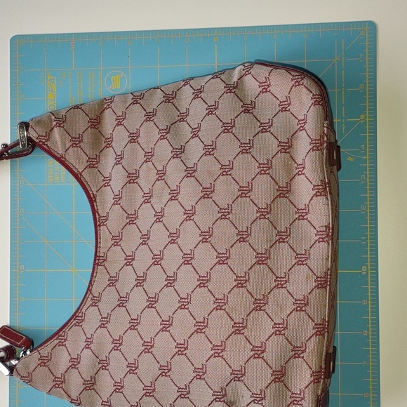 Lauren Ralph Lauren RLL Red and Tan Monogram Mini Hobo Handbag - Picture 4 of 8